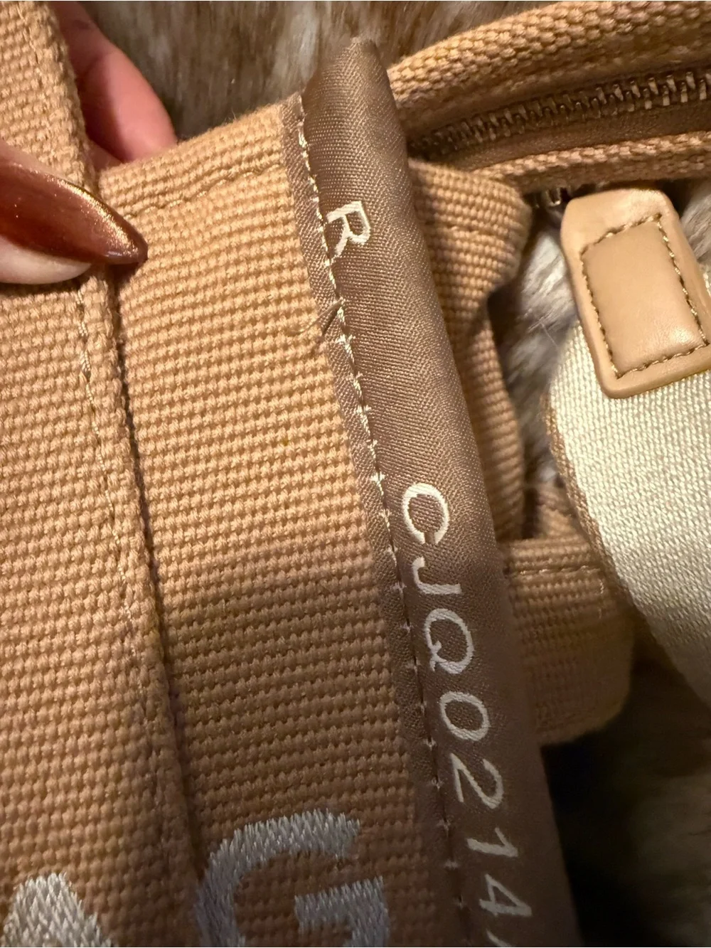 Marc Jacobs small (previously called Mini)Tote Bag in Tan Canvas with White Logo